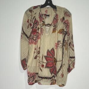 Mod Lusive Women’s Size XL Floral Smocking Floral Blouse W/ Camisole Underneath